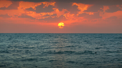 Beautiful romantic sunset as seascape background