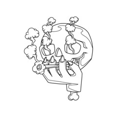 Smoking skull illustration.