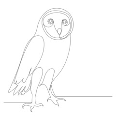 owl drawing by one continuous line, vector