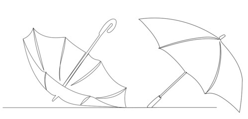 umbrellas drawing by one continuous line, vector