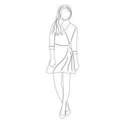 girl, woman sketch, outline, isolated