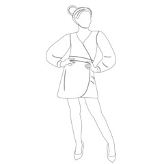 girl, woman sketch, outline, isolated on white background, vector