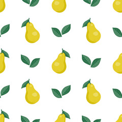 Pear seamless pattern. Fruit background.