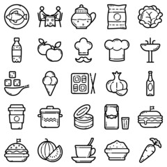 Food Flat Icon Set Isolated On White Background