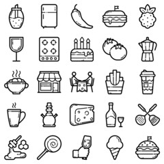 Food Flat Icon Set Isolated On White Background