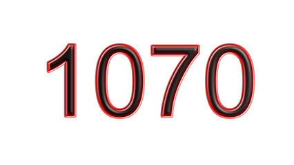 red 1070 number 3d effect white background
