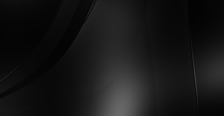 Black curvy pattern surface. 3d illustration. Abstract futuristic background. Minimalist geometric cover design. Warped black stripes. Luxury relief texture wallpaper. Elegant backdrop.