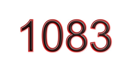 red 1083 number 3d effect white background