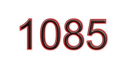 red 1085 number 3d effect white background