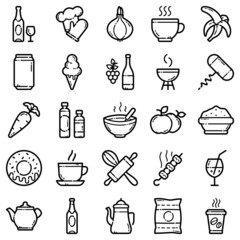 Food Flat Icon Set Isolated On White Background