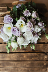 Wedding flowers on wooden background