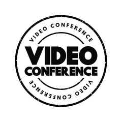 Video Conference text stamp, concept background