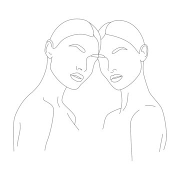 recommend clip art: A fashionable vector set of illustrations in a minimalistic linear style. The art of continuous facial line. The face is one line. Boho girl. A woman's face. Portrait of minimalism.