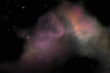 Star field in galaxy space with colorful nebula. Sci fi background of deep space. Ethereal wallpaper.