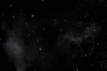 Star field in galaxy space with colorful nebula. Sci fi background of deep space. Ethereal wallpaper.