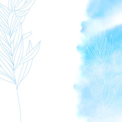 Fototapeta premium Frame in a minimalist style with leaves and splashes. Illustration for backgrounds, wallpapers, social media posts, covers and invitations.
