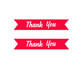 Thank you text with red ribbon banner