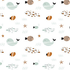 Underwater world. Seamless pattern