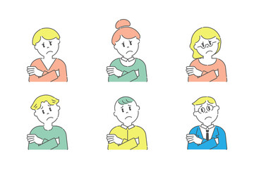 腕組みをして困っているいろいろな人3　男性　女性　カラー