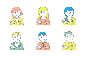 Fototapeta premium 腕組みをして困っているいろいろな人4 男性 女性 カラー