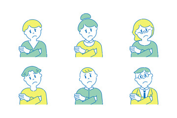 腕組みをして困っているいろいろな人5　男性　女性　ポップ