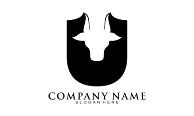 Abstract U alphabet and bull head vector logo