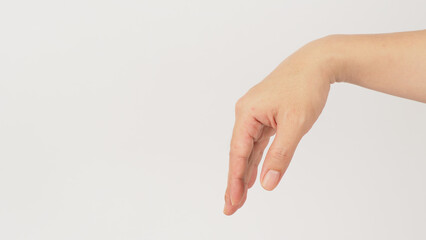 Lah hand sign (pitch) or the sad tone on white background .The sign of tone in key