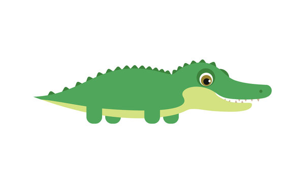 Cute crocodile. Vector illustration of cartoon funny animal.