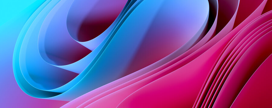 abstract background with green, light blue and red curves