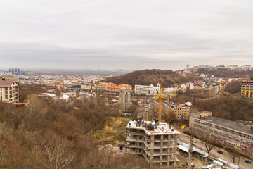 Ukraine, Kyiv – November 26, 2016: Aerial panoramic view on central and historical part of Kyiv...