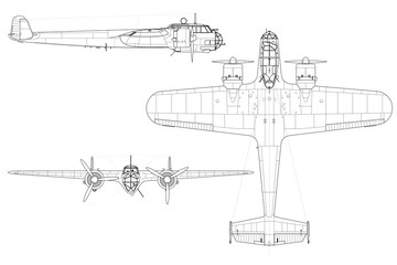 Naklejka premium Avión bimotor de bombardeo medio de hélice do-17