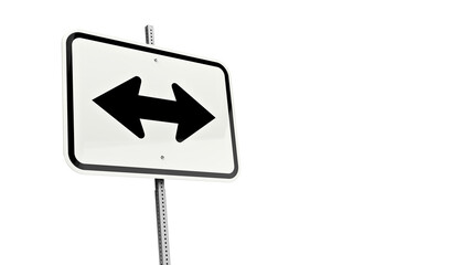 3D Illustration of 2-Way Arrow Directional Road Sign Isolated on White Background