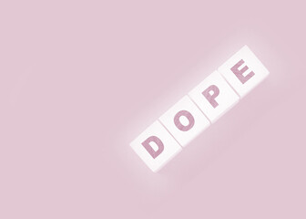 Dope word on wooden blocks. Addictions concept. Healthcare concept