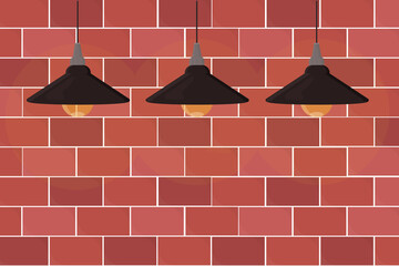 loft style lamp with brick wall isolated interior element vector © dyachenkopro