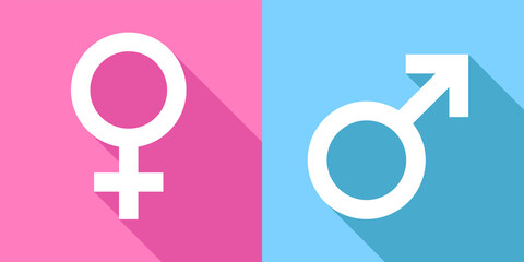 Gender male female sexual sign icon symbol flat design vector - obrazy, fototapety, plakaty