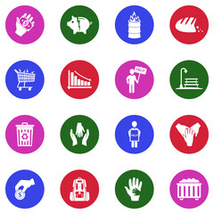 Fototapeta premium Poverty Icons. White Flat Design In Circle. Vector Illustration.
