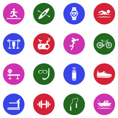 Fototapeta premium Recreation Icons. White Flat Design In Circle. Vector Illustration.