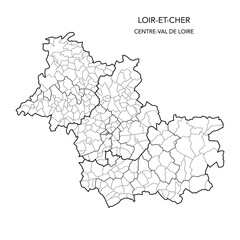 Vector Map of the Geopolitical Subdivisions of The Département Du Loir-et-Cher Including Arrondissements, Cantons and Municipalities as of 2022 - Centre-Val de Loire - France