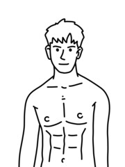 black and white of cute man cartoon for coloring