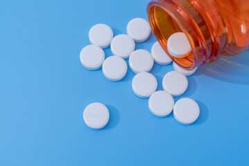 Covid-19 antiviral drug pill on black background