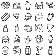 Food Flat Icon Set Isolated On White Background