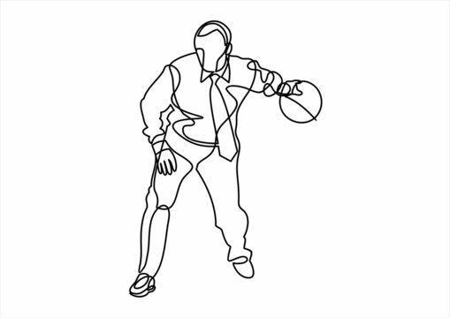businessman in suit playing bowling-continuous line drawing