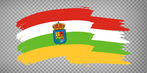 Flag of La Rioja brush strokes. Flag Autonomous Community La Rioja on transparent background for your web site design, app, UI. Kingdom of Spain. Stock vector.  EPS10.