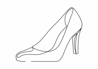 Women's high-heeled shoes. Vector line icon-continuous line drawing