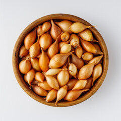 onion seeds on a white rustic background