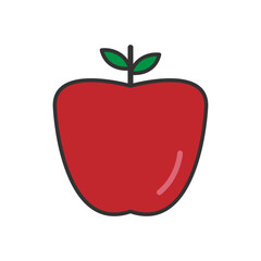 Red apple fruit in minimal cartoon style
