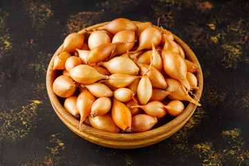 onion seeds on a dark rustic background