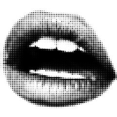 retro halftone vector abstract female lips