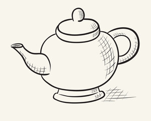 Hand drawn teapot illustration