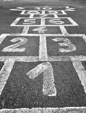 Close-Up of a hopscotch drawing in a playground
